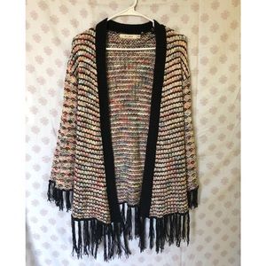 Nasty Gal multicolor flowy fringe cardigan